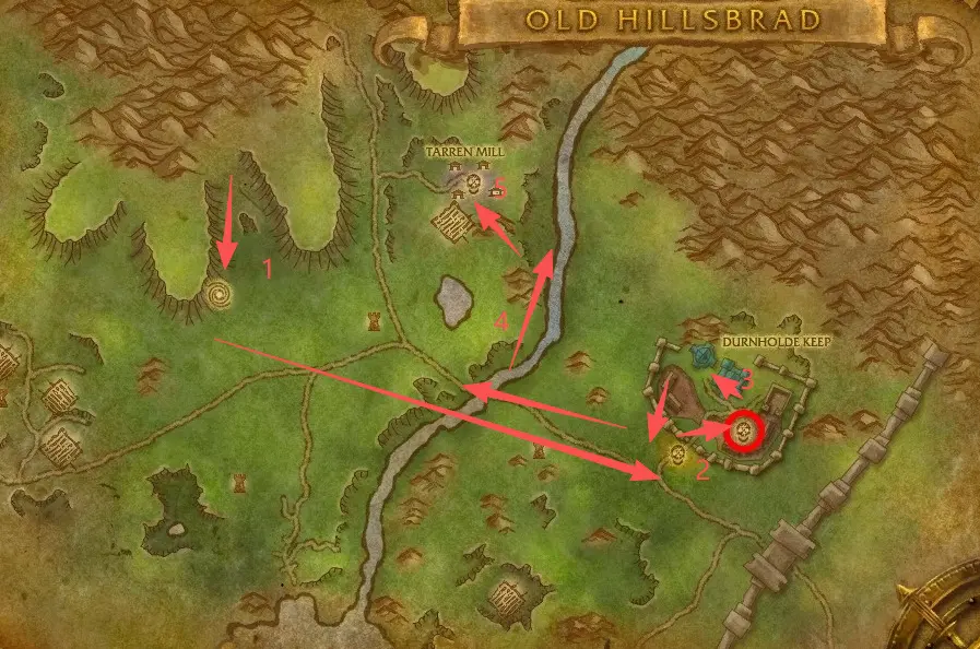 TBC Anniversary Old Hillsbrad Foothills route and boss locations